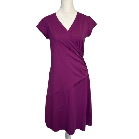 Athleta purple short sleeve wrap midi dress size S - Picture 1 of 12